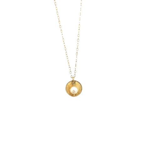 Organic Gold Disc fresh water pearl necklace,Topaz Jewelry