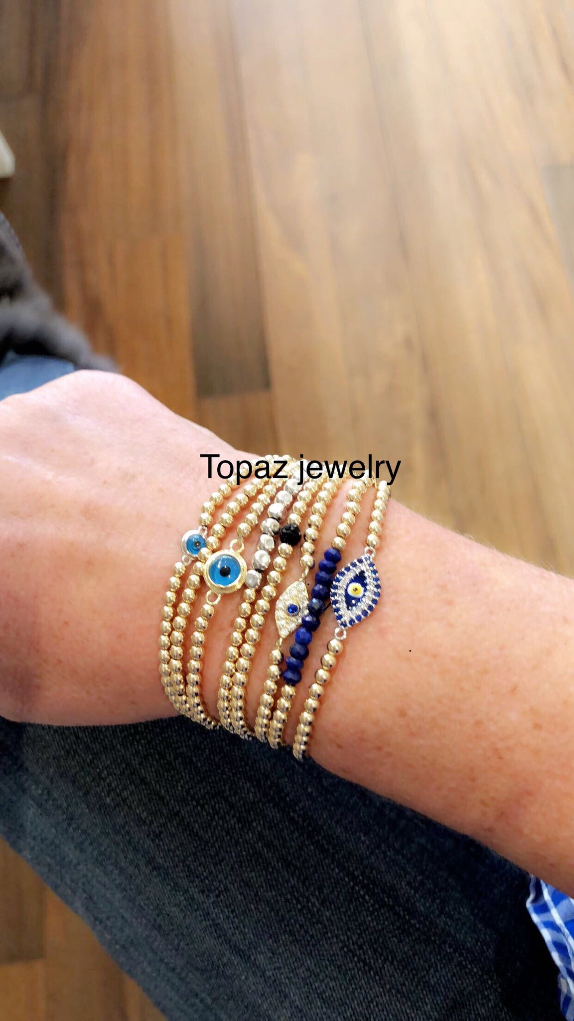 Turkish Evil Eye Glass Bead Stretch Bracelet Crystal Spacer 8MM Beads | eBay